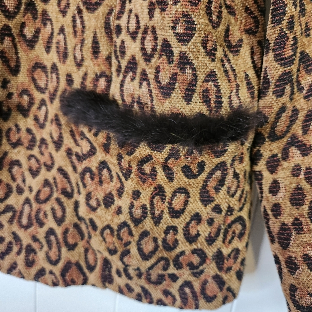 Vintage Leopard Print Faux Fur Coat Jacket Glam Rockabilly Womens Size XL 90s - Picture 6 of 12